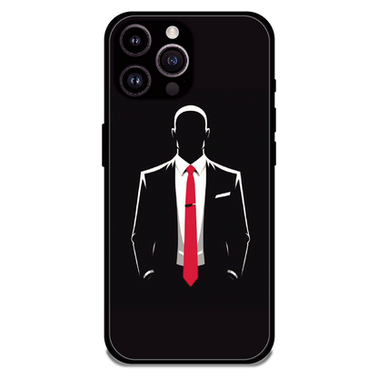 Red Tie Silhouette - Glossy Metal Silicone Case For Apple iPhone 14 Pro