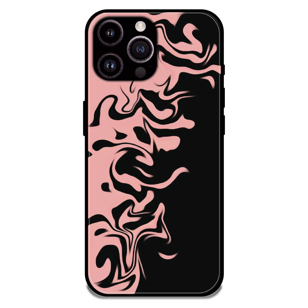Blush Noir Marble - Glossy Metal Silicone Case For Apple iPhone 14 Pro