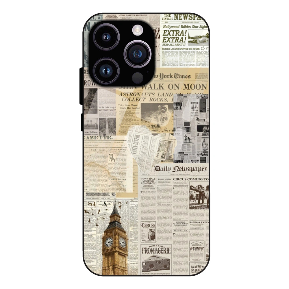 Vintage Newspaper Collage - Glass Case For Apple iPhone 14 Pro