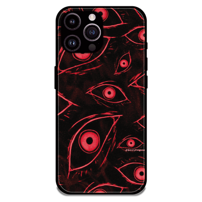 Crimson Eyes Chaos - Glossy Metal Silicone Case For Apple iPhone 14 Pro