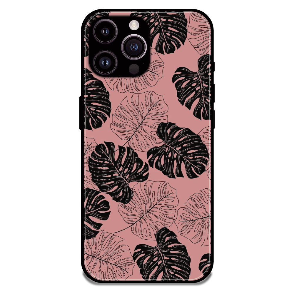 Tropical Monstera Leaf Pattern - Glossy Metal Silicone Case For Apple iPhone 14 Pro