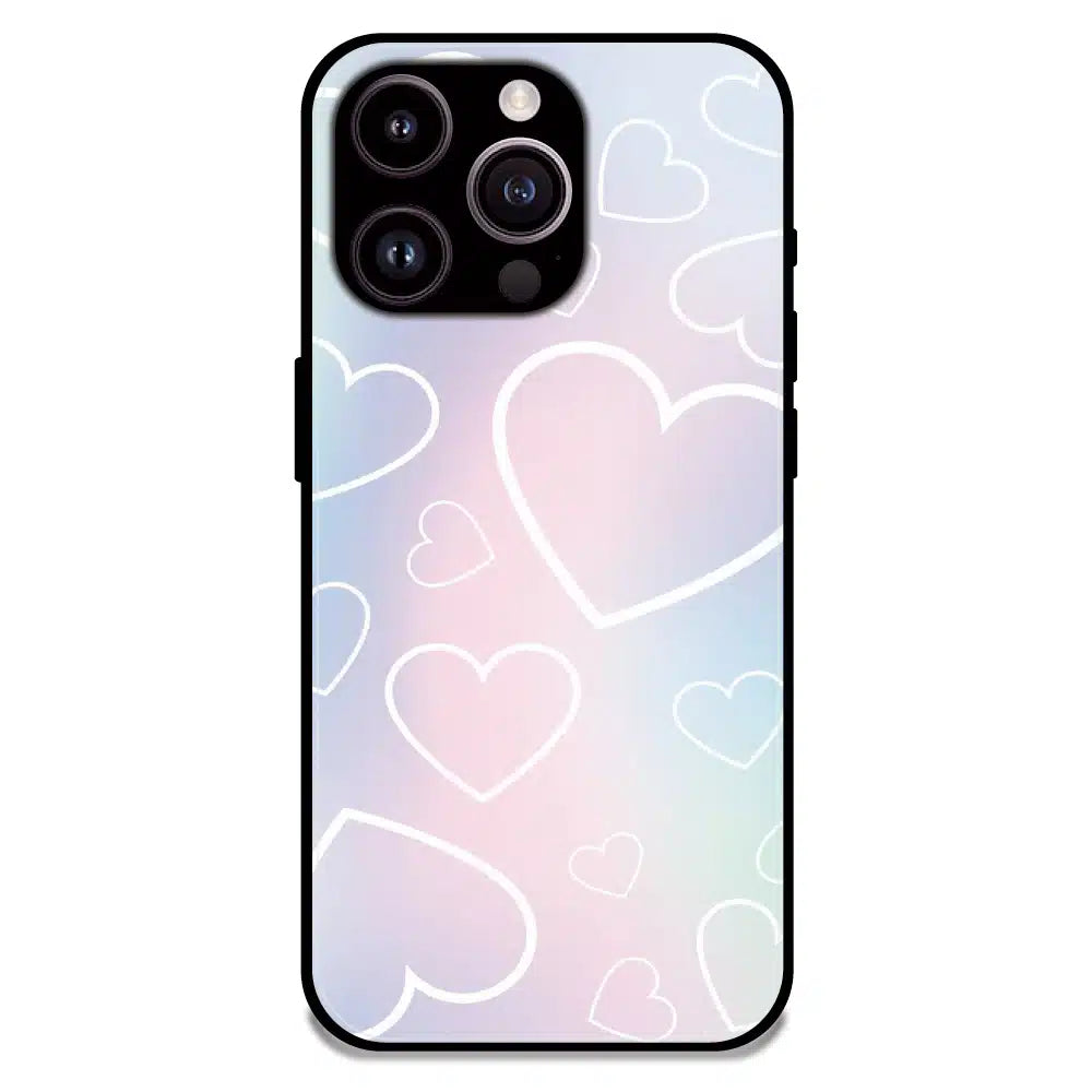 Pastel Heart Dream - Glossy Metal Silicone Case For Apple iPhone 14 Pro