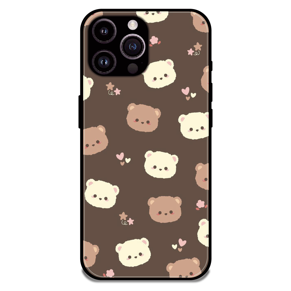 Cozy Bear Pattern - Glossy Metal Silicone Case For Apple iPhone 14 Pro