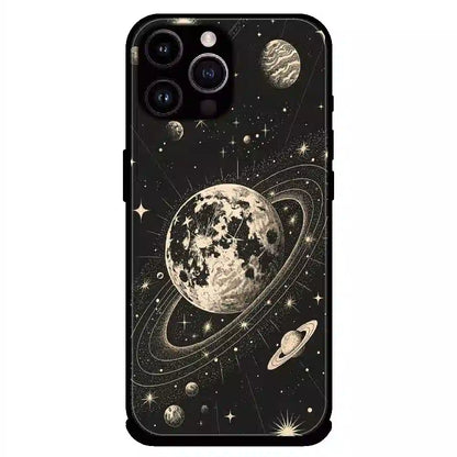 Celestial Planet Orbit - Glossy Metal Silicone Case For Apple iPhone 14 Pro