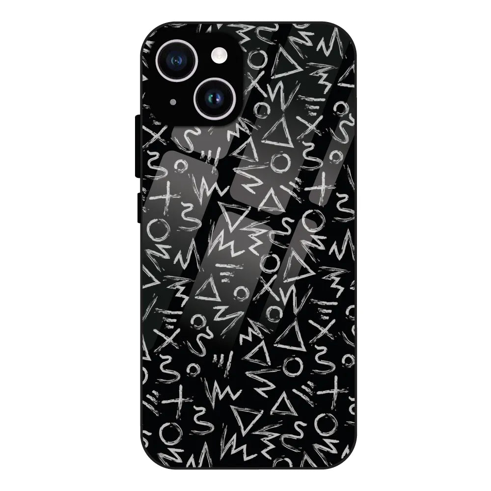 Geometric Black & White Pattern - Glass Case For Apple iPhone 14