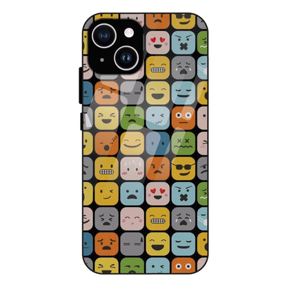 Colorful Expression Pattern - Glass Case For Apple iPhone 14