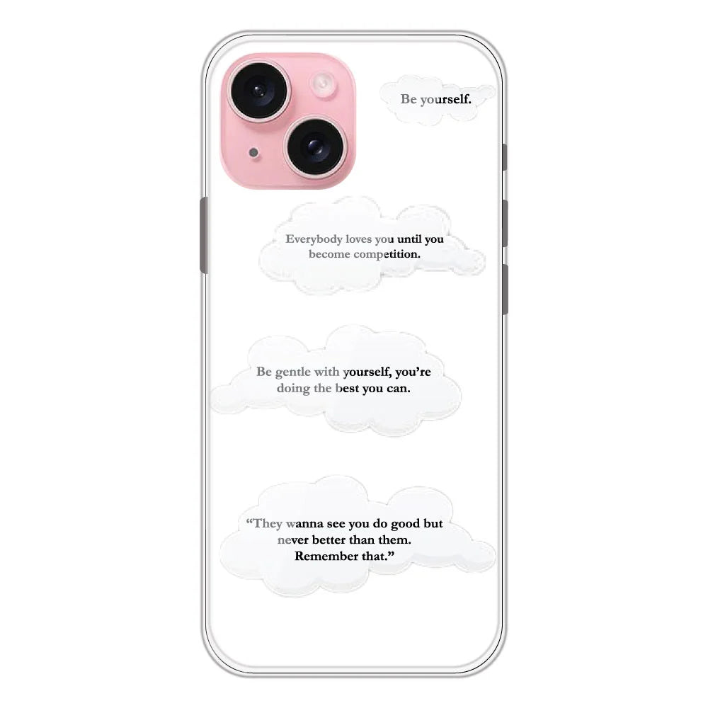 Quotes And Clouds - Clear Printed Silicone Case For Apple iPhone Models- Apple iPhone 14