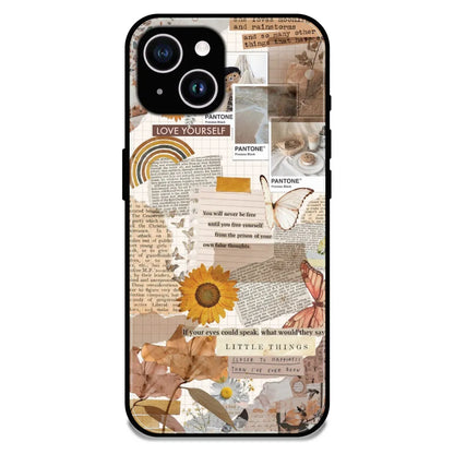 Aesthetic Butterfly & Sunflower - Glossy Metal Silicone Case For Apple iPhone 14