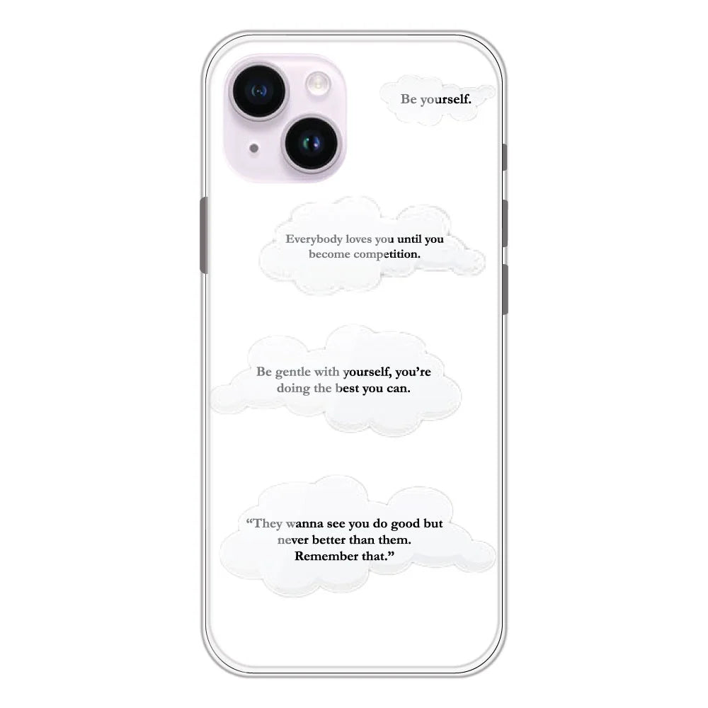Quotes And Clouds - Clear Printed Silicone Case For Apple iPhone Models- Apple iPhone 14 plus