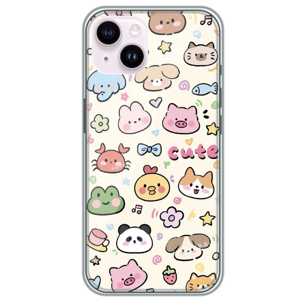 Cute Animal Friends - Printed Silicone Case for Apple iPhone 14