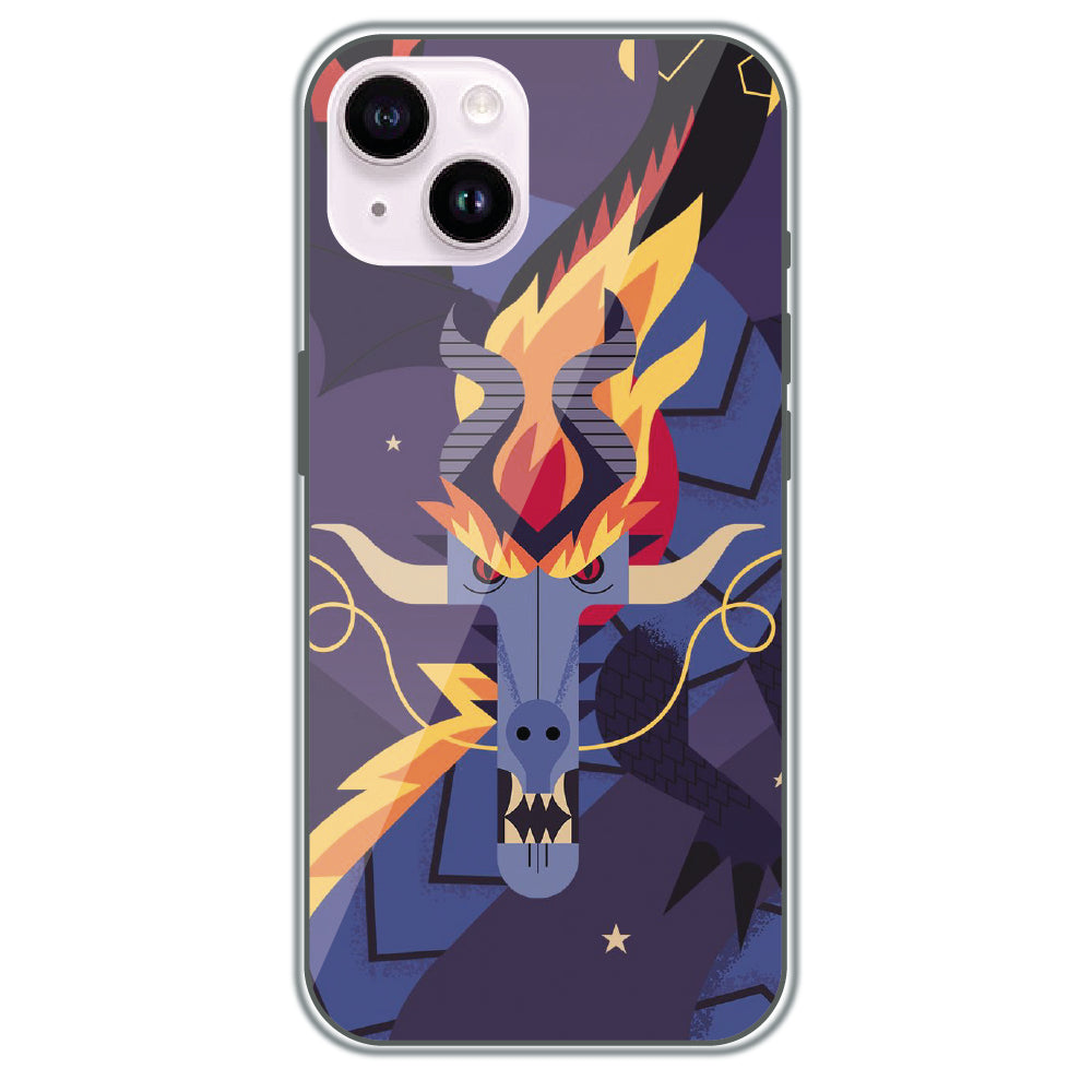 Geometric Fire Dragon - Printed Silicone Case for Apple iPhone 14