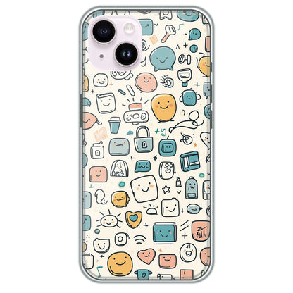 Happy Doodle Icons - Printed Silicone Case for Apple iPhone 14