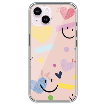 Happy Hearts Doodle - Printed Silicone Case for Apple iPhone 14