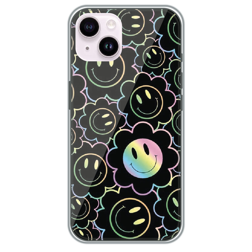 Holographic Smiley Bloom - Printed Silicone Case for Apple iPhone 14