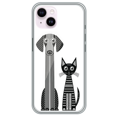 Line Art Dog & Cat - Printed Silicone Case for Apple iPhone 14