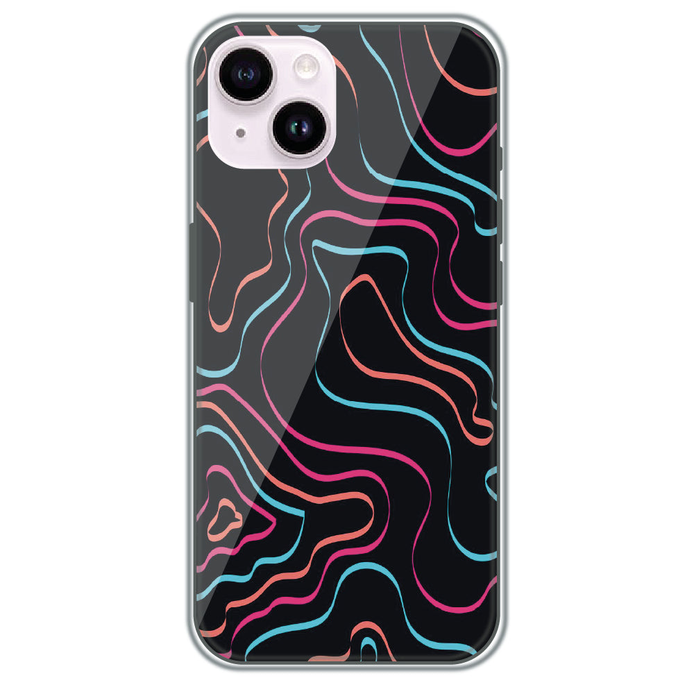 Neon Wave Lines - Printed Silicone Case for Apple iPhone 14