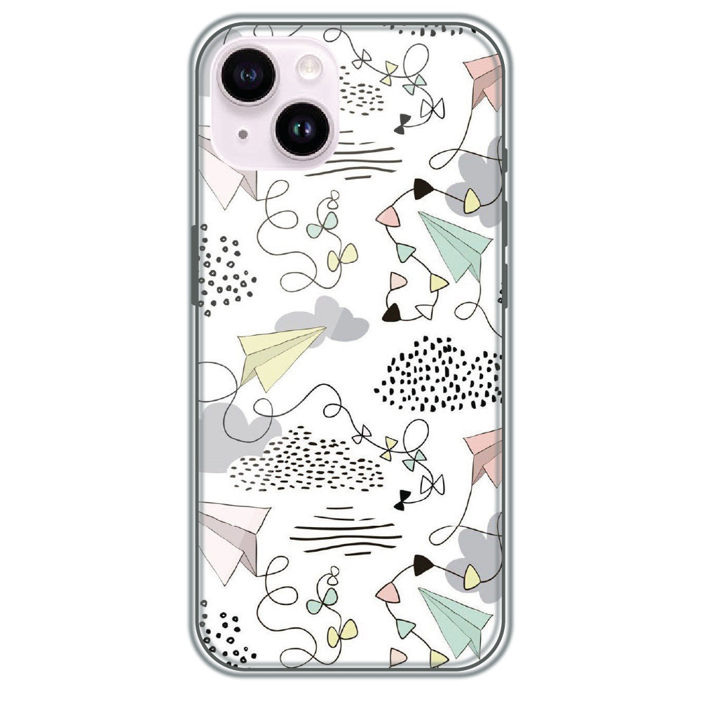 Paper Plane Doodles - Printed Silicone Case for Apple iPhone 14