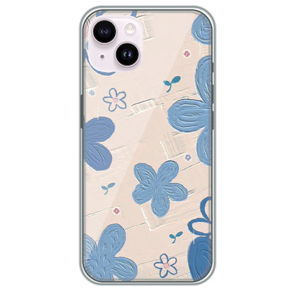 Textured Blue Blossoms - Printed Silicone Case for Apple iPhone 14
