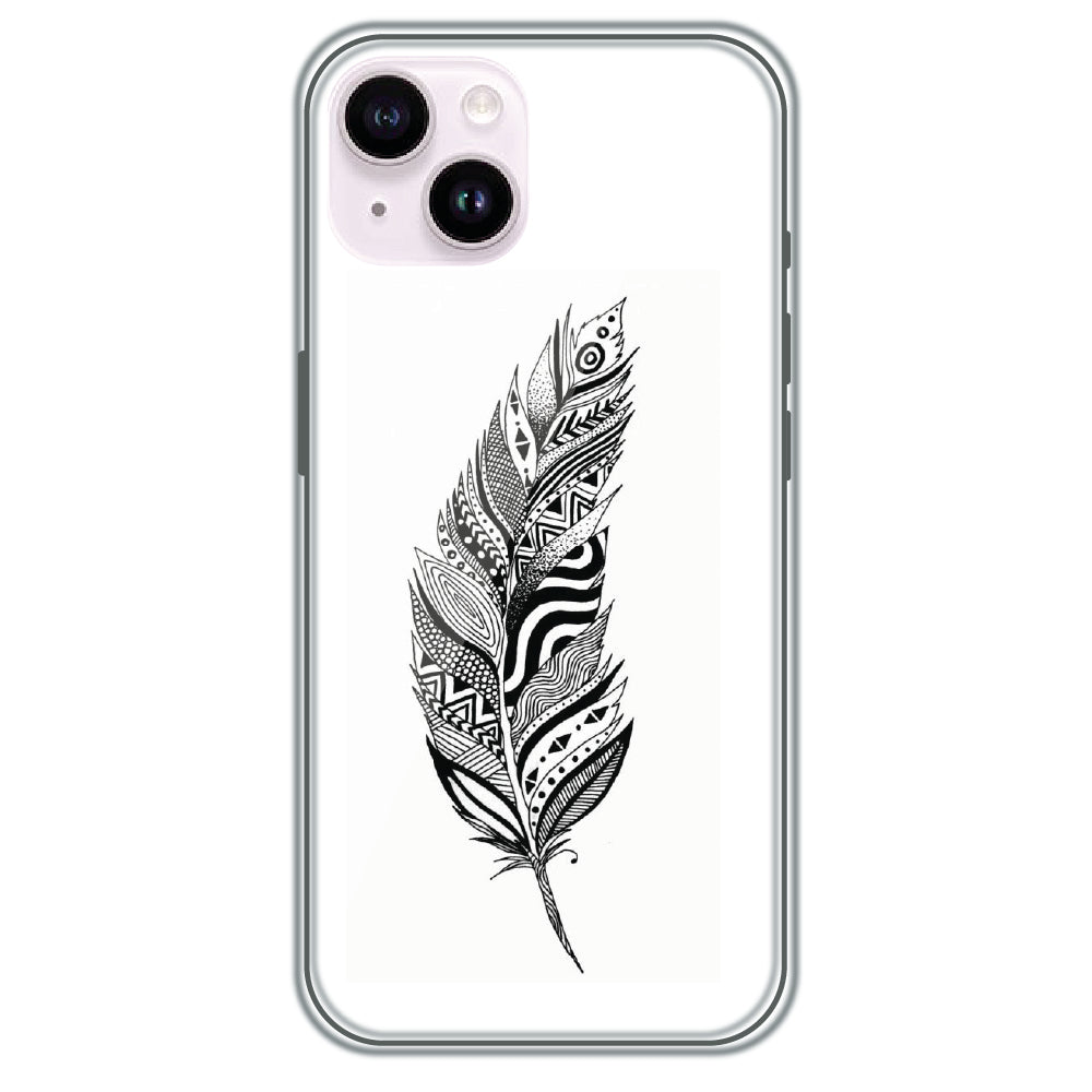 Zentangle Feather - Printed Silicone Case for Apple iPhone 14