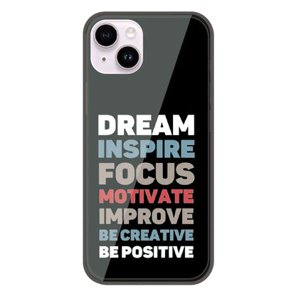 Dream Inspire Focus Typography - Printed Silicone Case For Apple iPhone 14
