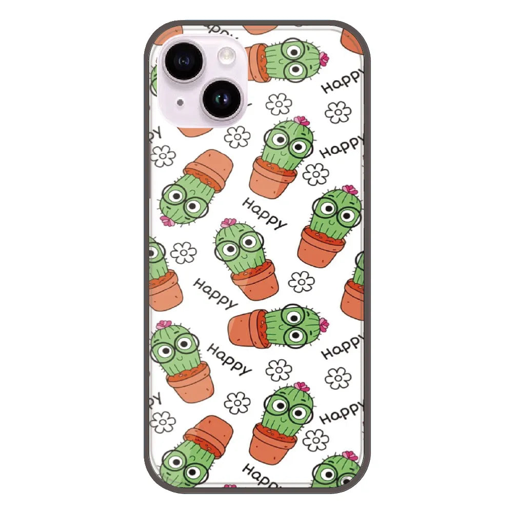 Cute Cactus Happy - Printed Silicone Case For Apple iPhone 14
