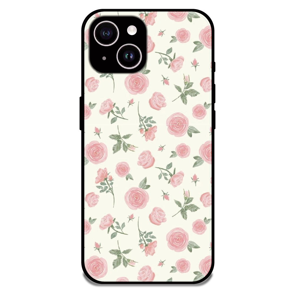 Soft Pink Rose Bloom - Glossy Metal Silicone Case For Apple iPhone 14