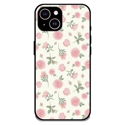 Soft Pink Rose Bloom - Glossy Metal Silicone Case For Apple iPhone 14