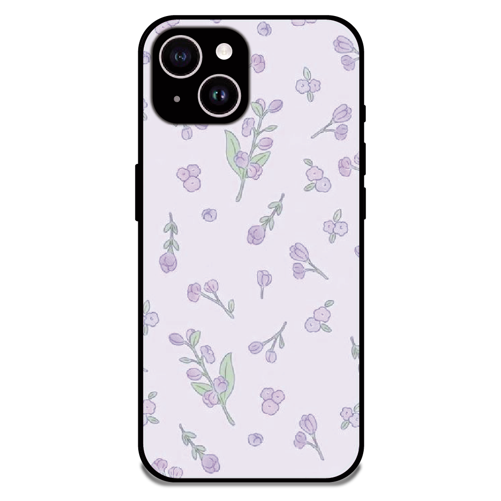 Lavender Floral Ditsy - Glossy Metal Silicone Case For Apple iPhone 14