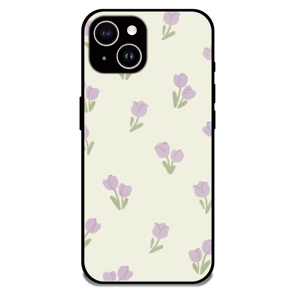 Minimal Tulip Pattern - Glossy Metal Silicone Case For Apple iPhone 14