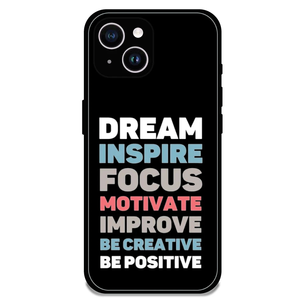 Dream Inspire Focus Typography - Glossy Metal Silicone Case For Apple iPhone 14