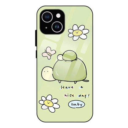 Cute Turtle & Daisy “Have a Nice Day” - Glass Case For Apple iPhone 14