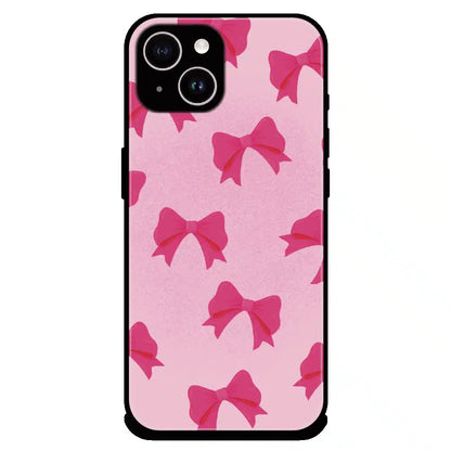 Pink Bow Aesthetic Pattern - Glossy Metal Silicone Case For Apple iPhone 14