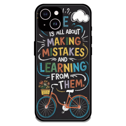 Motivational Quote Bicycle Art - Glossy Metal Silicone Case For Apple iPhone 14
