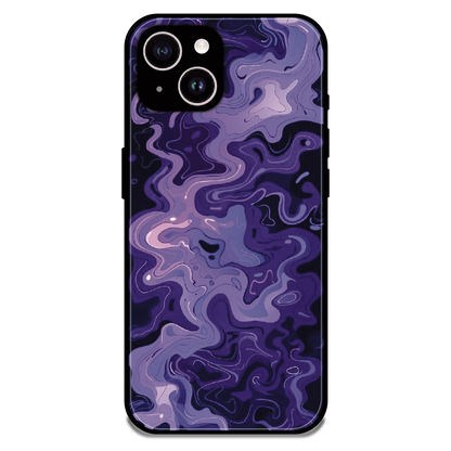 Purple Wave Abstract - Glossy Metal Silicone Case For Apple iPhone 14