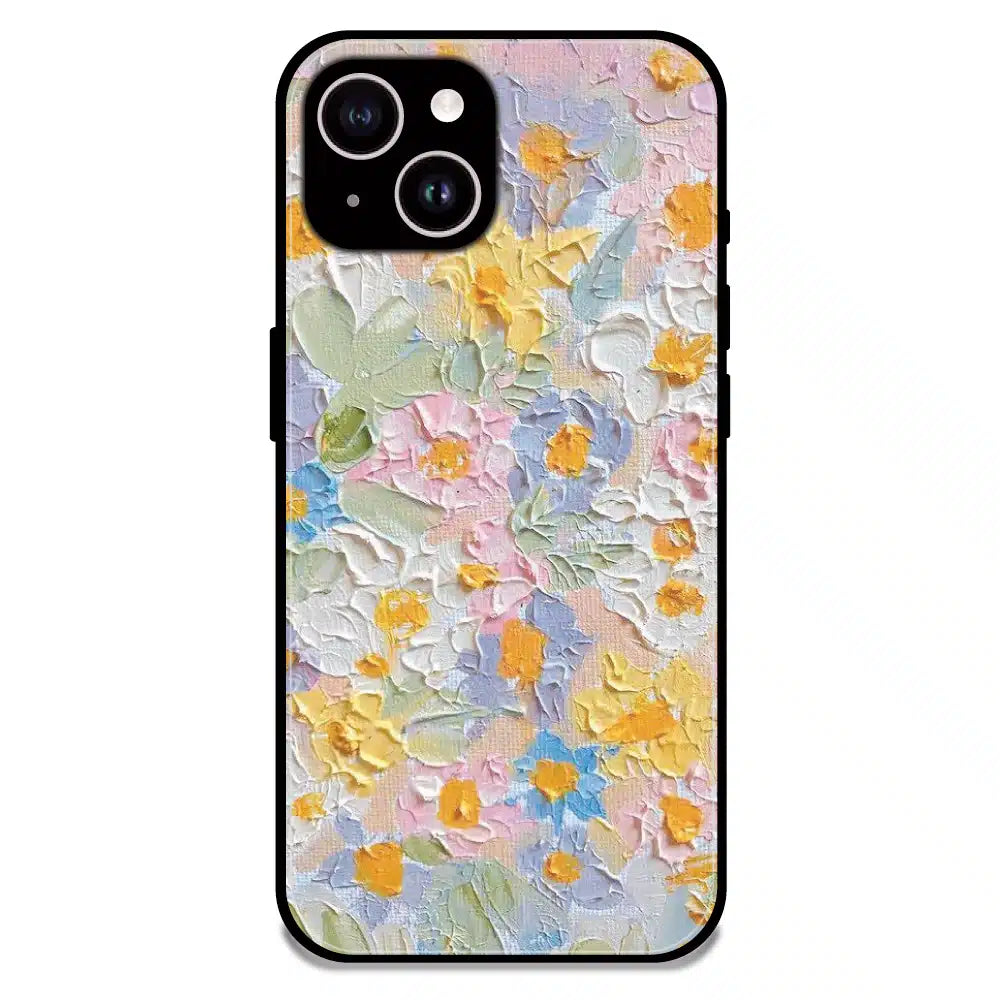 Pastel Floral Oil Paint - Glossy Metal Silicone Case For Apple iPhone 14