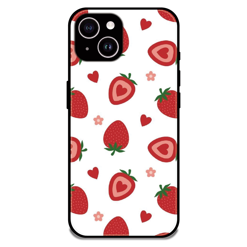 Strawberry - Glossy Metal Silicone Case For Apple iPhone 14