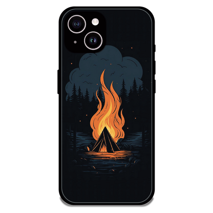 Midnight Campfire Adventure - Glossy Metal Silicone Case For Apple iPhone 14