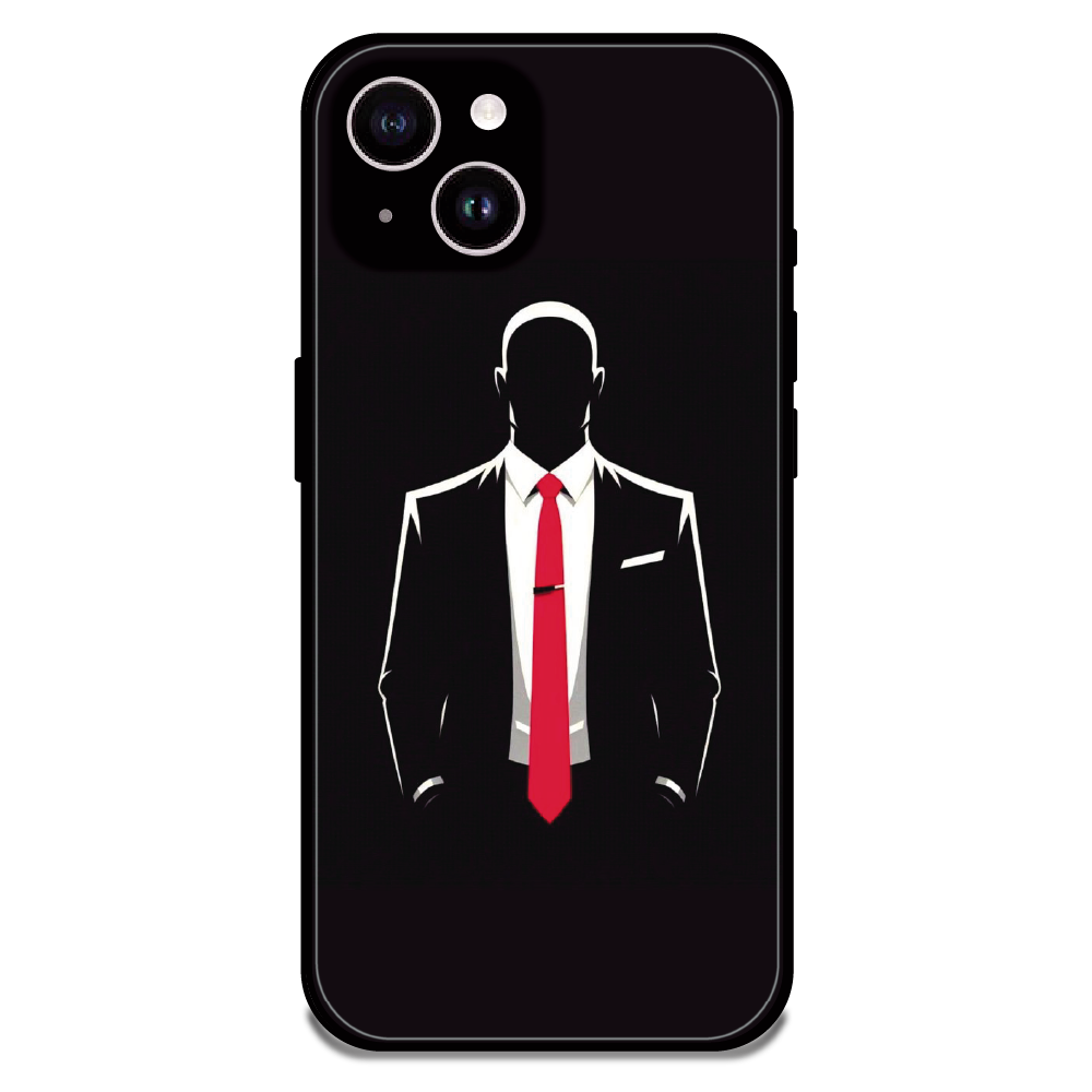 Red Tie Silhouette - Glossy Metal Silicone Case For Apple iPhone 14