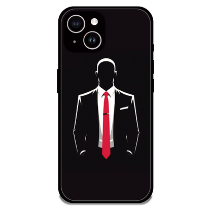 Red Tie Silhouette - Glossy Metal Silicone Case For Apple iPhone 14