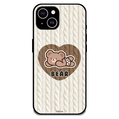 Bear Heart - Glossy Metal Silicone Case For Apple iPhone 14