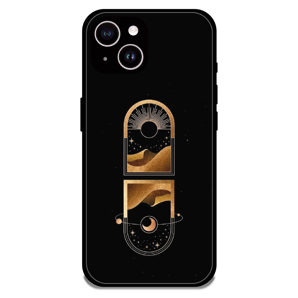 Golden Geometry - Glossy Metal Silicone Case For Apple iPhone 14