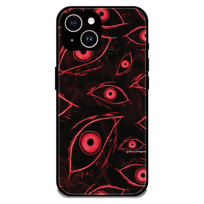Crimson Eyes Chaos - Glossy Metal Silicone Case For Apple iPhone 14