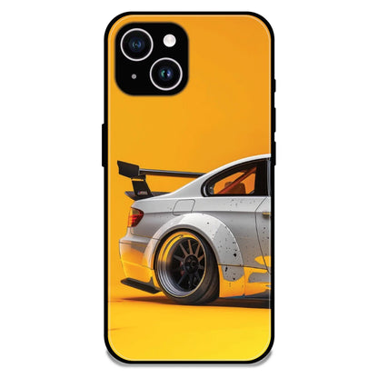 Sport Car Yellow Background - Glossy Metal Silicone Case For Apple iPhone 14
