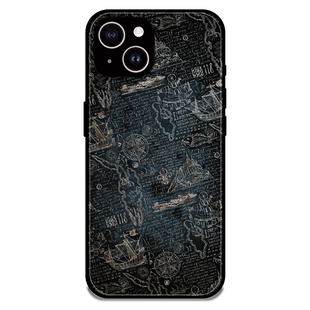 Vintage Explorer Map - Glossy Metal Silicone Case For Apple iPhone 14