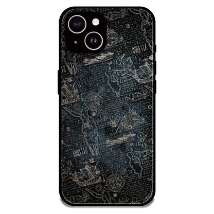 Vintage Explorer Map - Glossy Metal Silicone Case For Apple iPhone 14