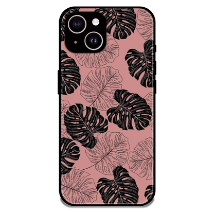Tropical Monstera Leaf Pattern - Glossy Metal Silicone Case For Apple iPhone 14