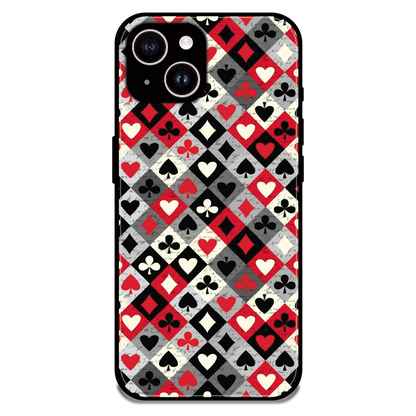 Classic Card Symbols - Glossy Metal Silicone Case For Apple iPhone 14