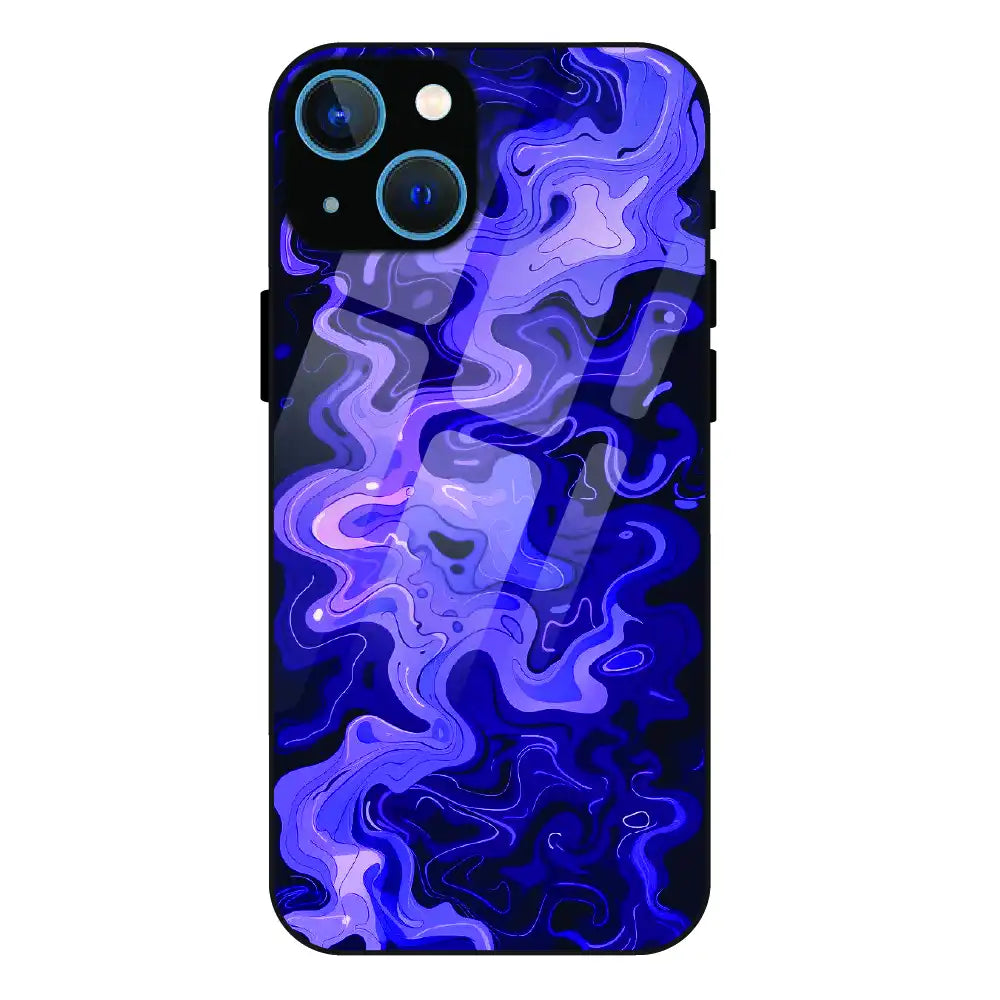 Purple Wave Abstract - Glass Case For Apple iPhone 15
