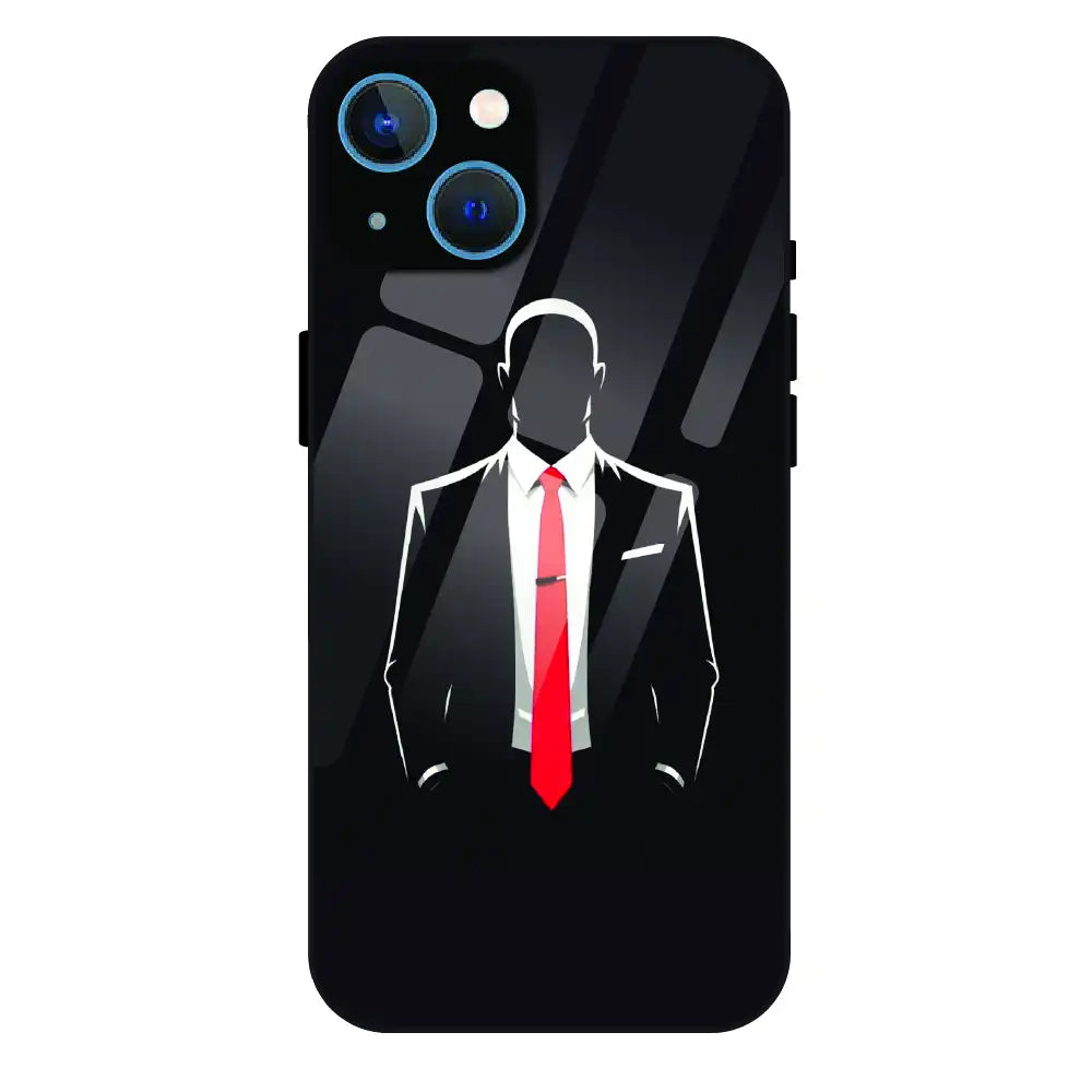 Red Tie Silhouette - Glass Case For Apple iPhone 15