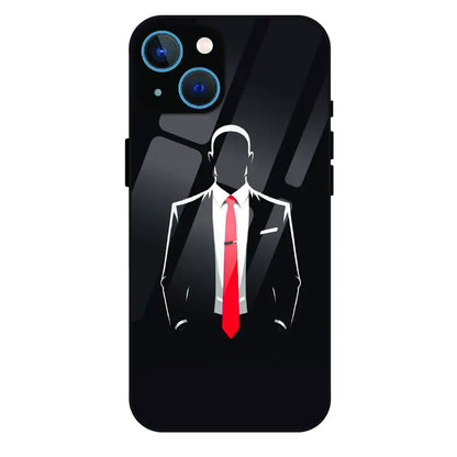 Red Tie Silhouette - Glass Case For Apple iPhone 15